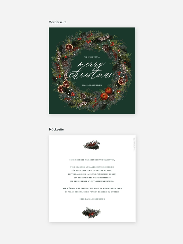 Geschäftliche Weihnachtskarte Festive