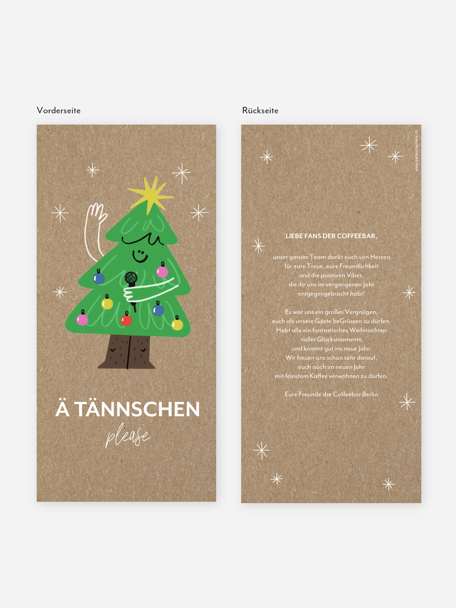 Geschäftliche Weihnachtskarte Ä Tännschen Kraftpapier