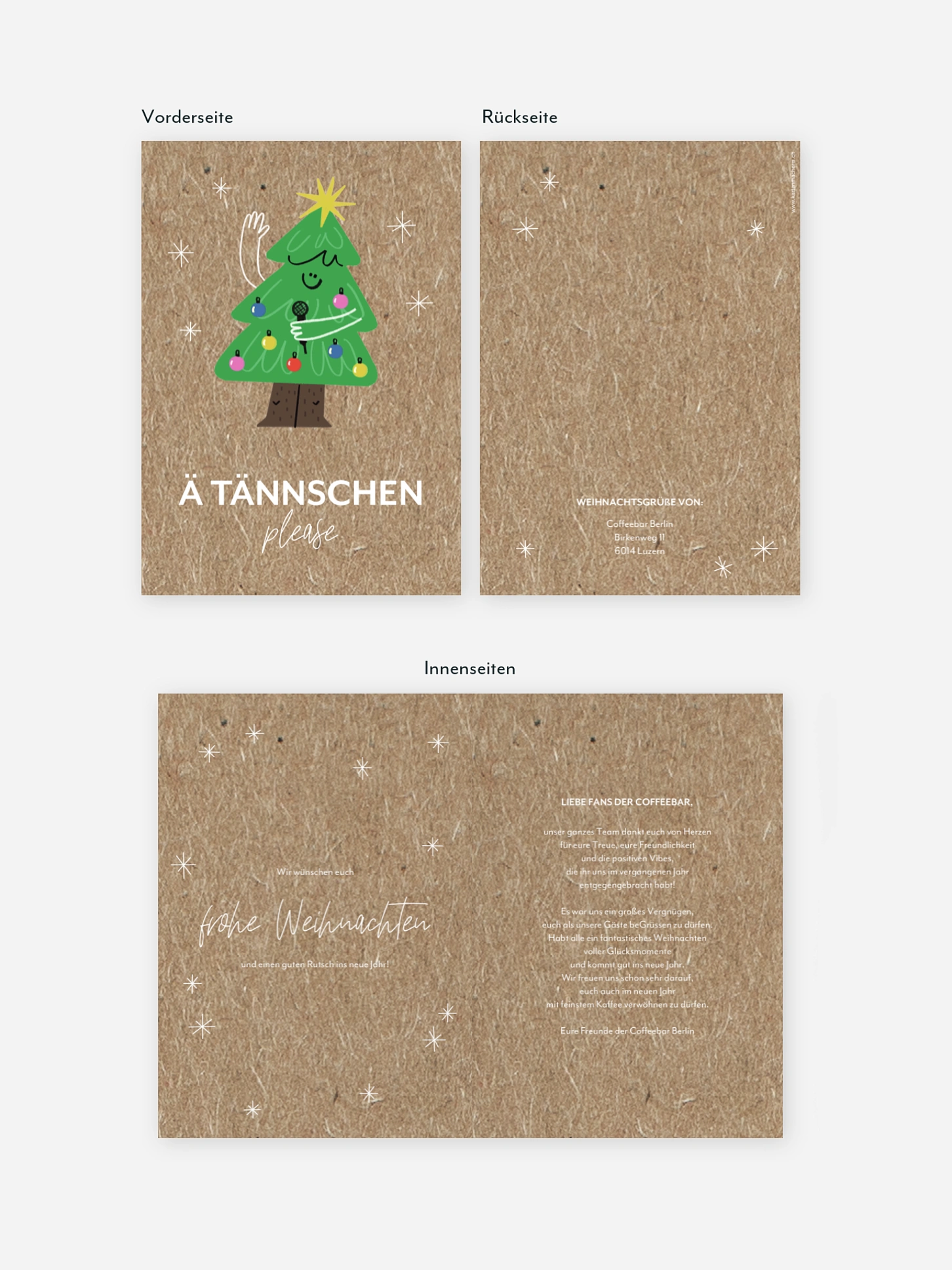 Geschäftliche Weihnachtskarte Ä Tännschen Kraftpapier