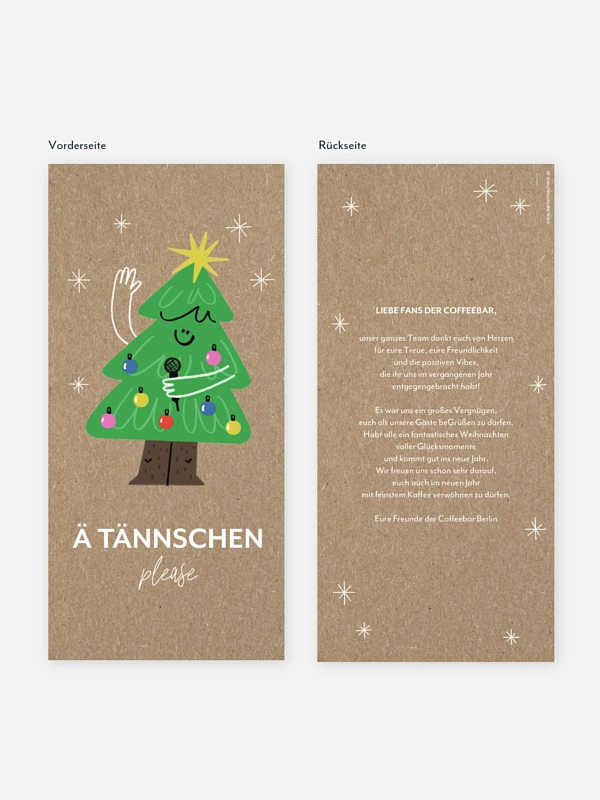 Geschäftliche Weihnachtskarte Ä Tännschen Kraftpapier