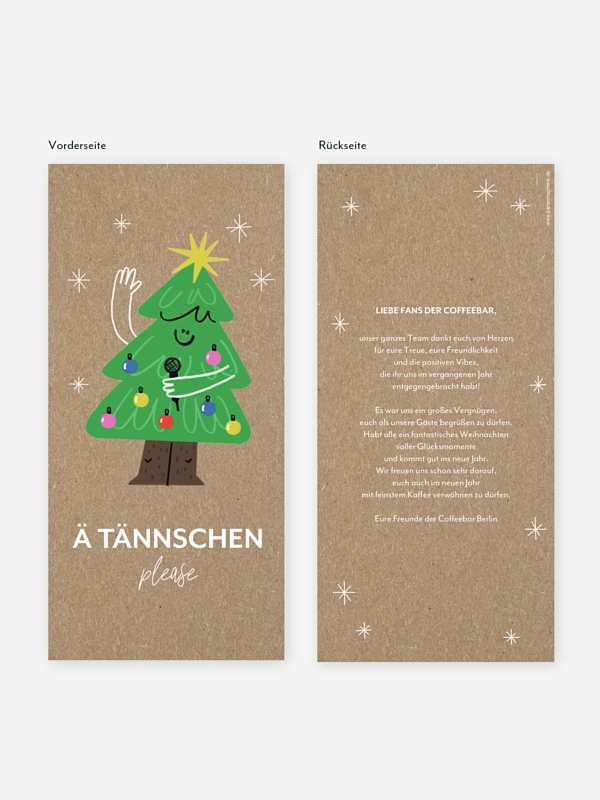Geschäftliche Weihnachtskarte Ä Tännschen Kraftpapier