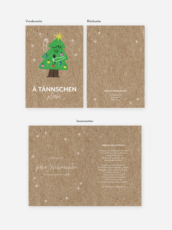 Geschäftliche Weihnachtskarte Ä Tännschen Kraftpapier