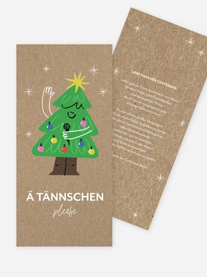 Geschäftliche Weihnachtskarte Ä Tännschen Kraftpapier