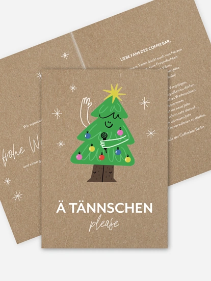 Geschäftliche Weihnachtskarte Ä Tännschen Kraftpapier