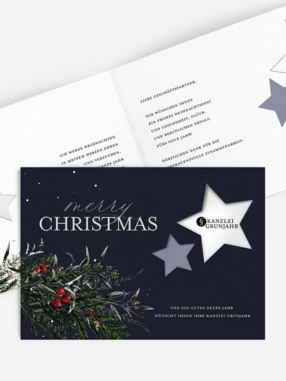 Geschäftliche Weihnachtskarte Festive Green (gestanzt)