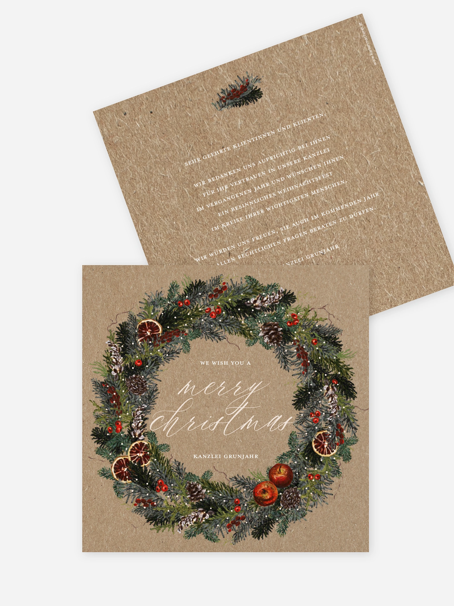 Geschäftliche Weihnachtskarte Festive Kraftpapier