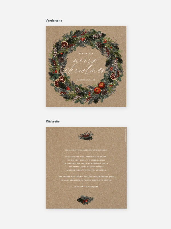 Geschäftliche Weihnachtskarte Festive Kraftpapier