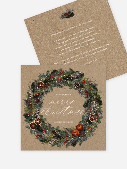 Geschäftliche Weihnachtskarte Festive Kraftpapier