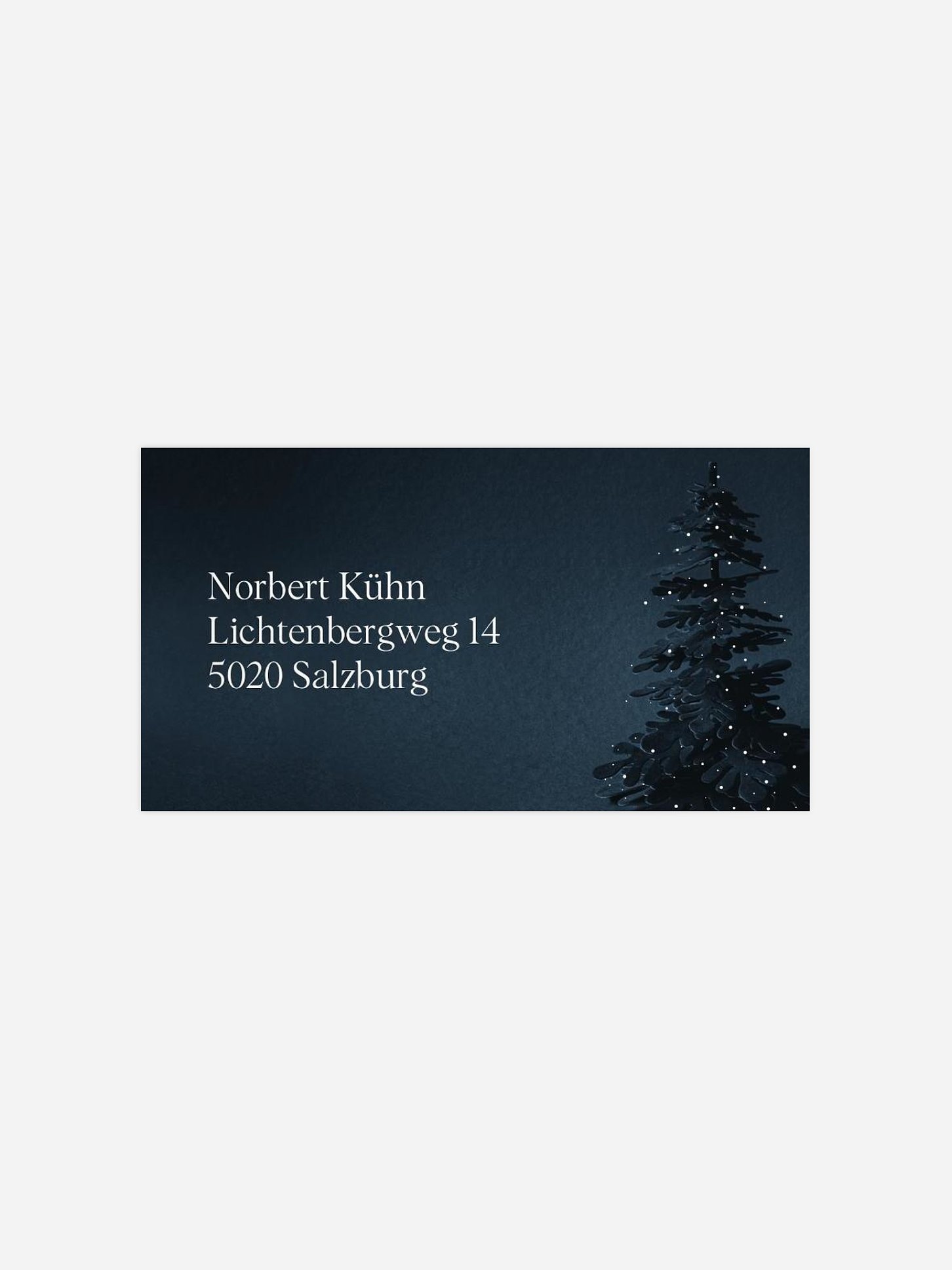 Empfängeraufkleber geschäftl. Weihnachten Velvet Tree (Lack)