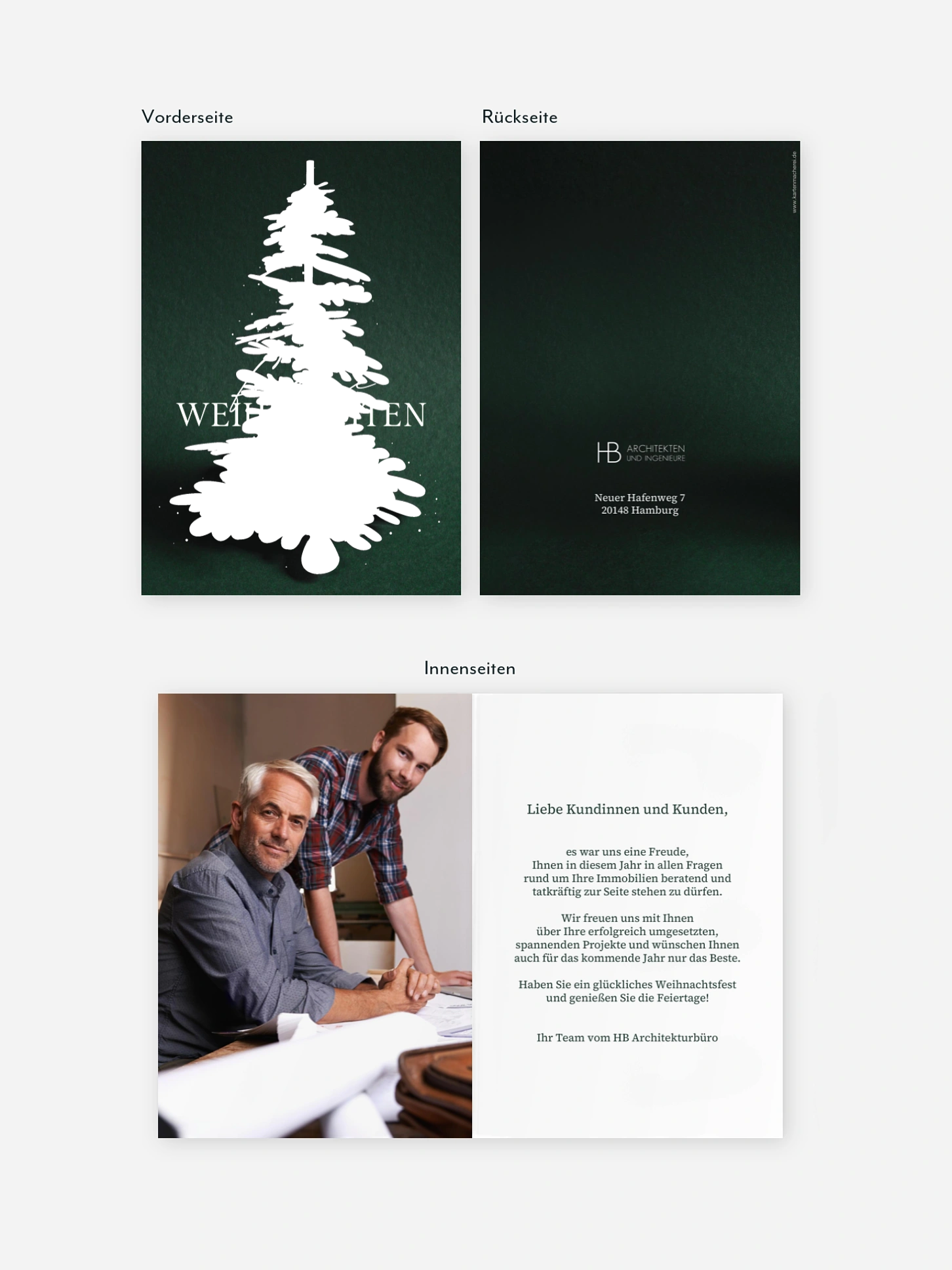 Geschäftliche Weihnachtskarte Velvet Tree (Lack)