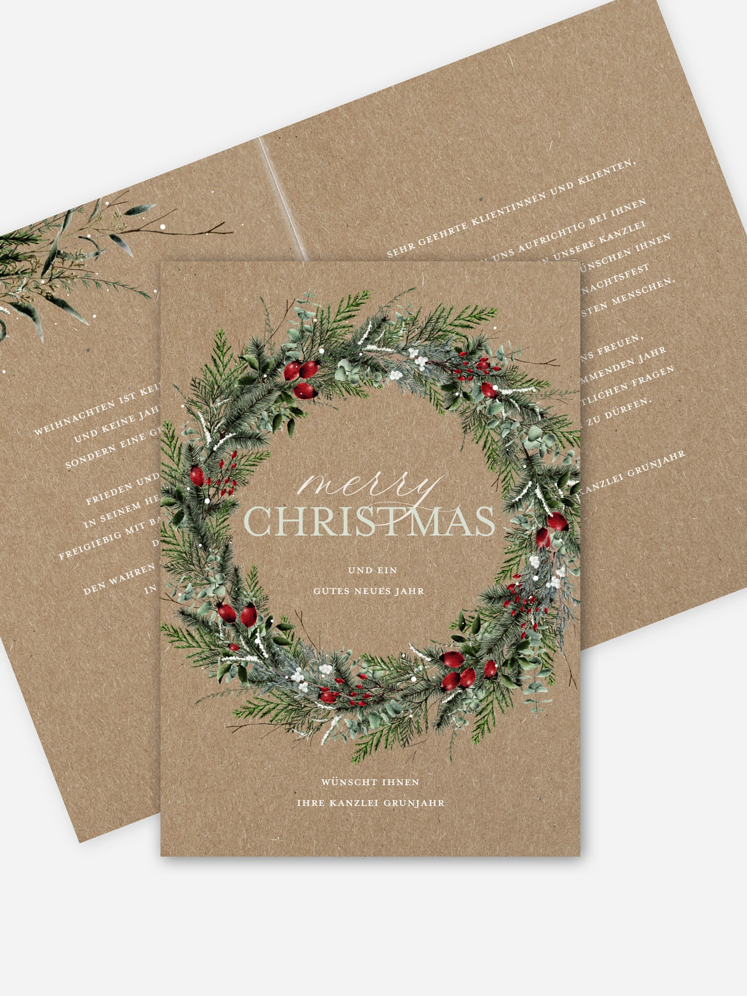Geschäftliche Weihnachtskarte Festive Green Kraftpapier