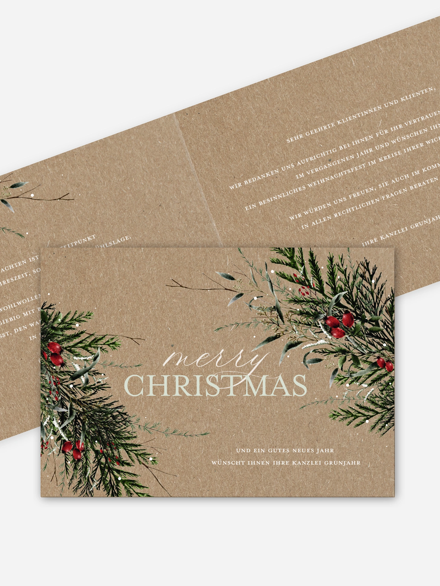 Geschäftliche Weihnachtskarte Festive Green Kraftpapier