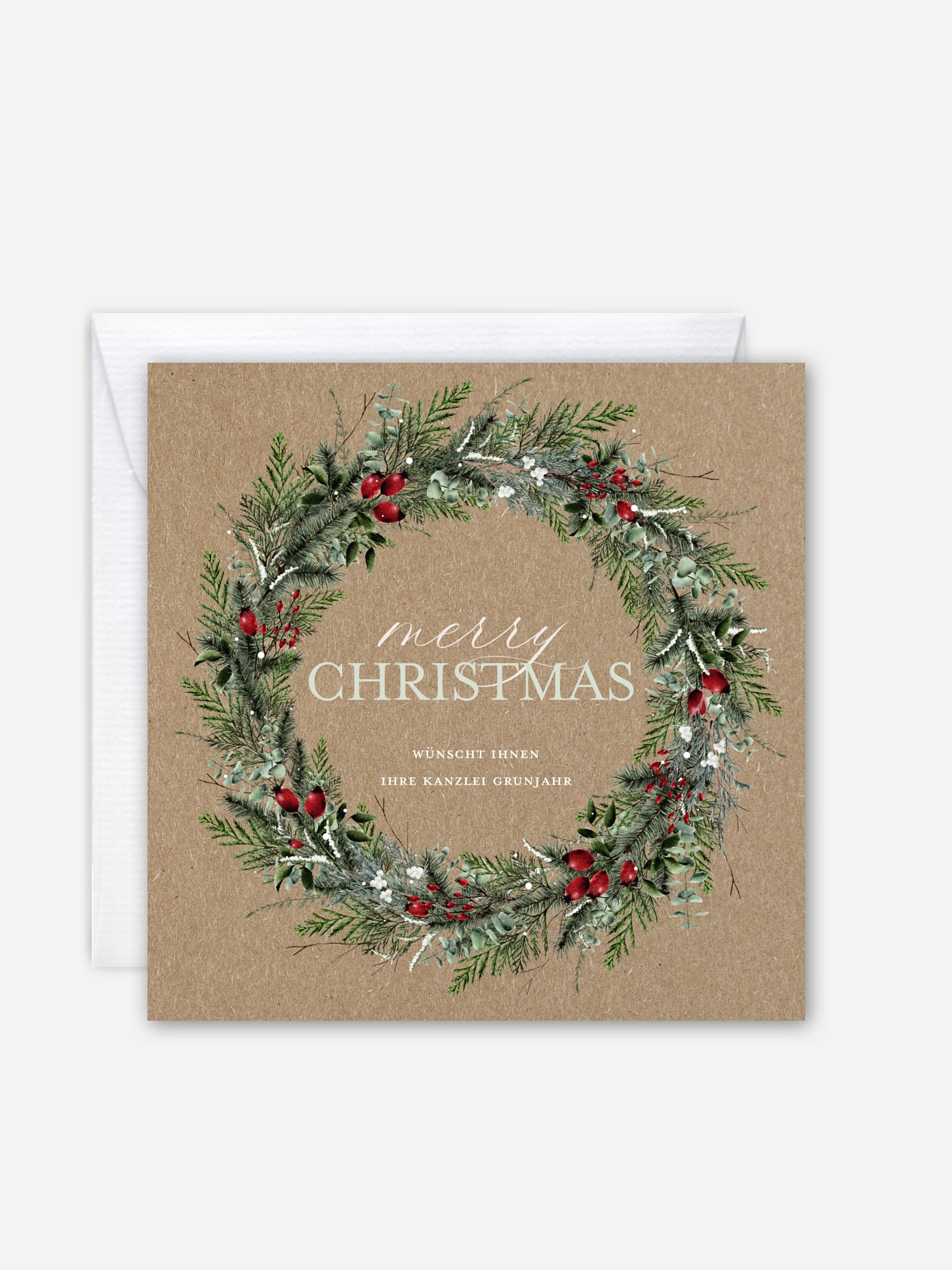 Geschäftliche Weihnachtskarte Festive Green Kraftpapier
