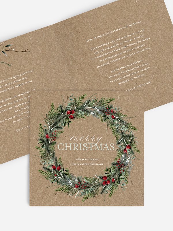 Geschäftliche Weihnachtskarte Festive Green Kraftpapier