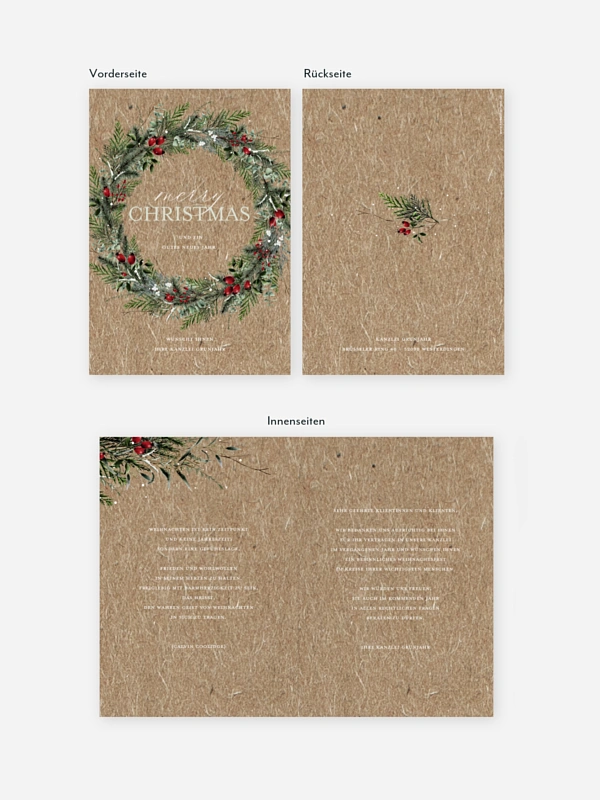 Geschäftliche Weihnachtskarte Festive Green Kraftpapier