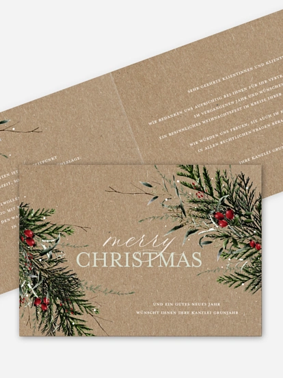 Geschäftliche Weihnachtskarte Festive Green Kraftpapier