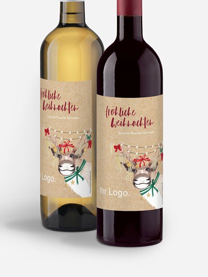 Flaschenetikett geschäftlich Christ-Mess Reindeer
