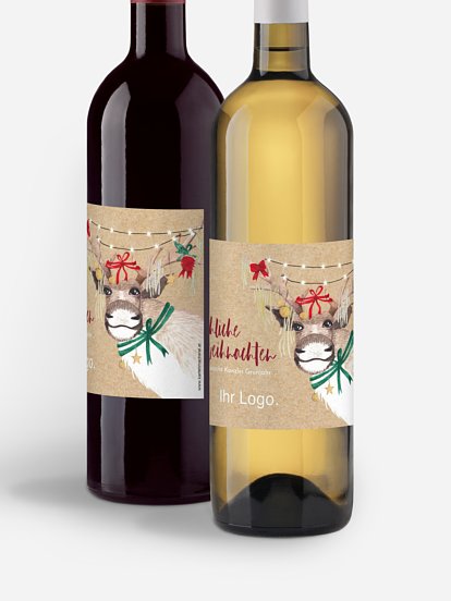 Flaschenetikett geschäftlich Christ-Mess Reindeer