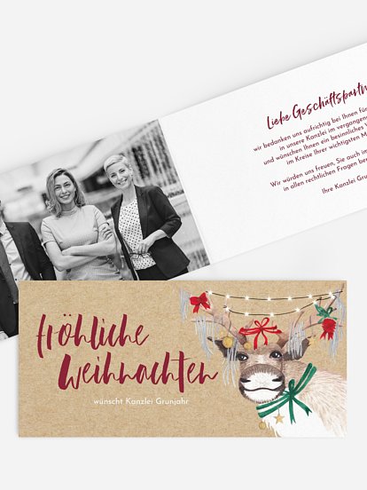 Geschäftliche Weihnachtskarte Christ-Mess Reindeer