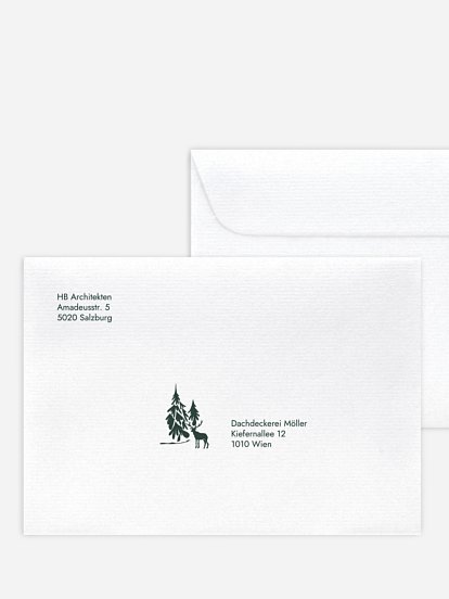 Bedruckte Umschläge geschäftl. Weihnachten Frosty Forest