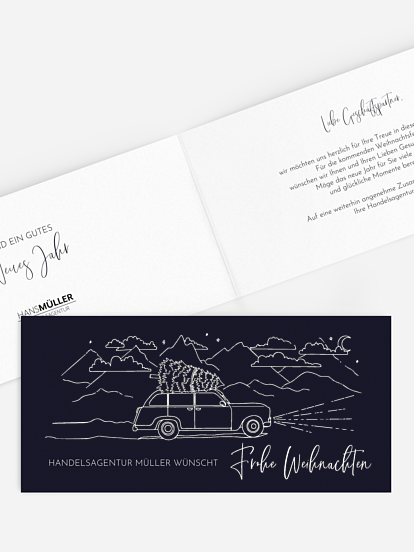 Geschäftliche Weihnachtskarte Driving Home