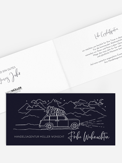 Geschäftliche Weihnachtskarte Driving Home