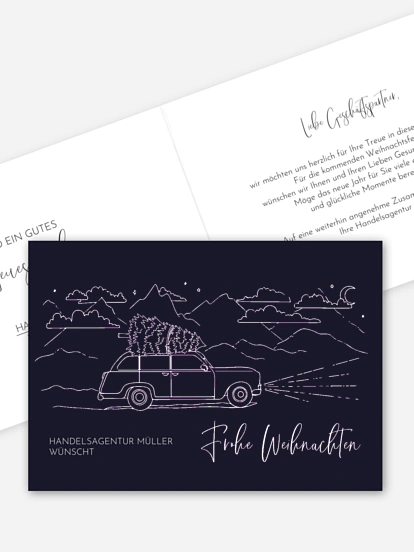 Geschäftliche Weihnachtskarte Driving Home
