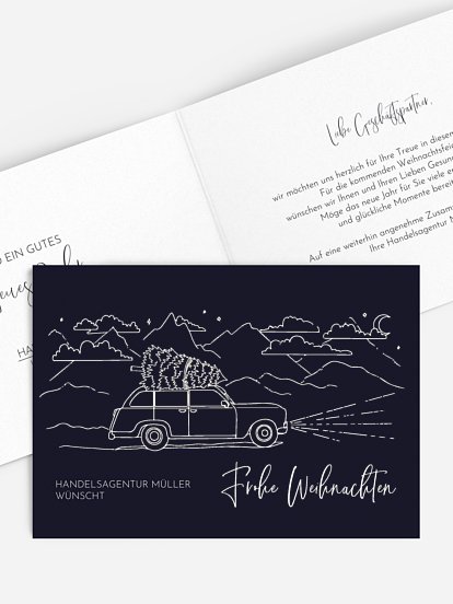 Geschäftliche Weihnachtskarte Driving Home