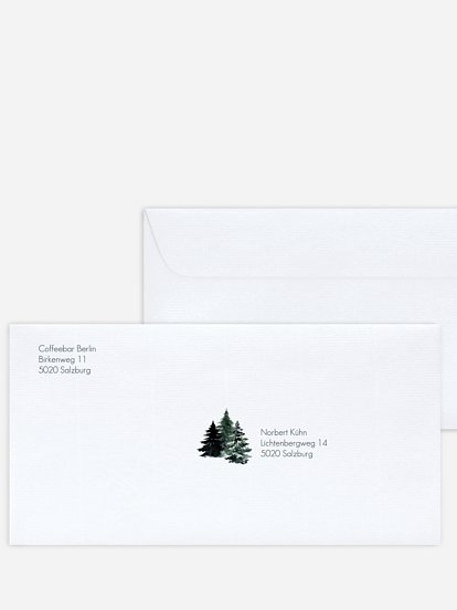 Bedruckte Umschläge geschäftl. Weihnachten Wald Weihnacht