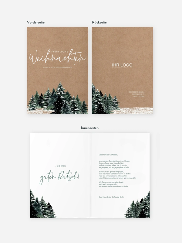 Geschäftliche Weihnachtskarte Wald Weihnacht