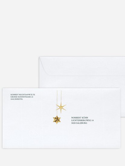 Bedruckte Umschläge geschäftl. Weihnachten Festive Stars