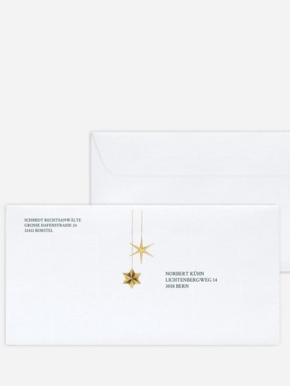Bedruckte Umschläge geschäftl. Weihnachten Festive Stars