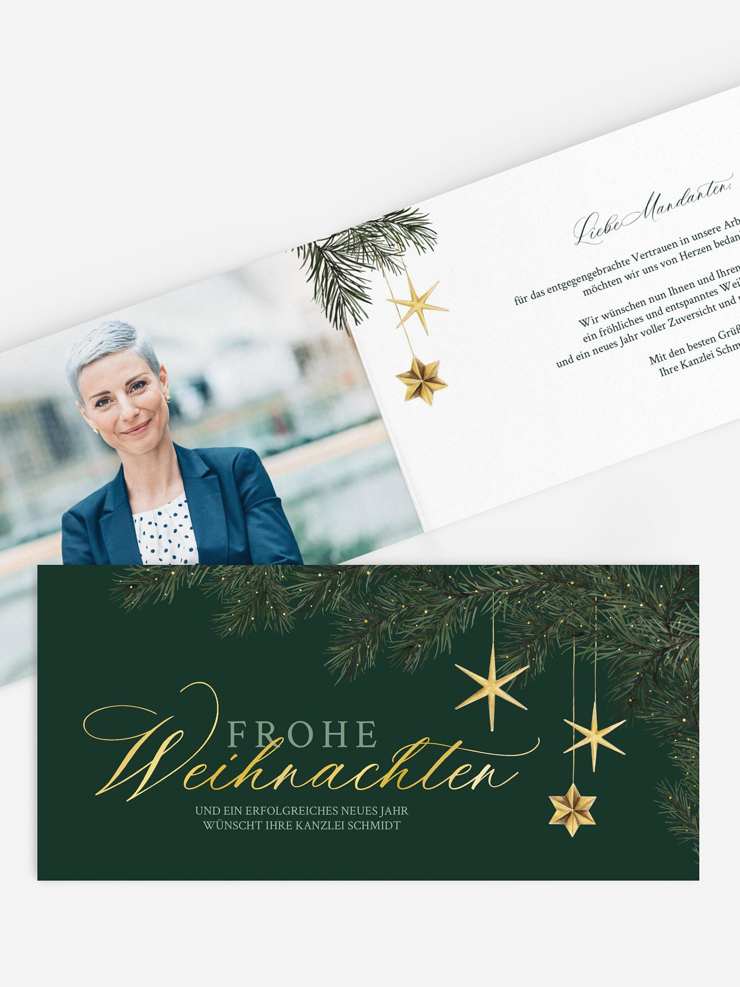 Geschäftliche Weihnachtskarte Festive Stars