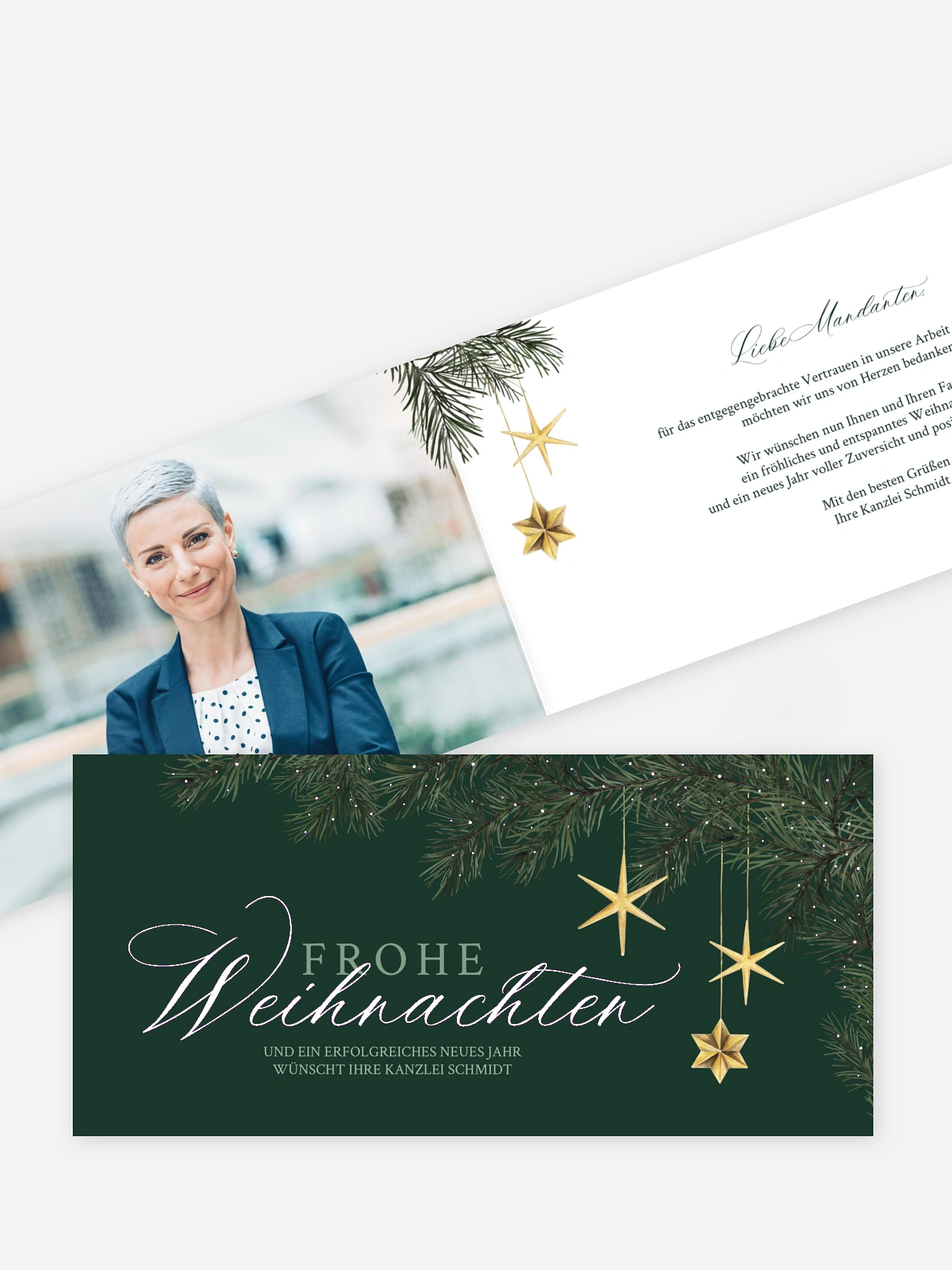 Geschäftliche Weihnachtskarte Festive Stars