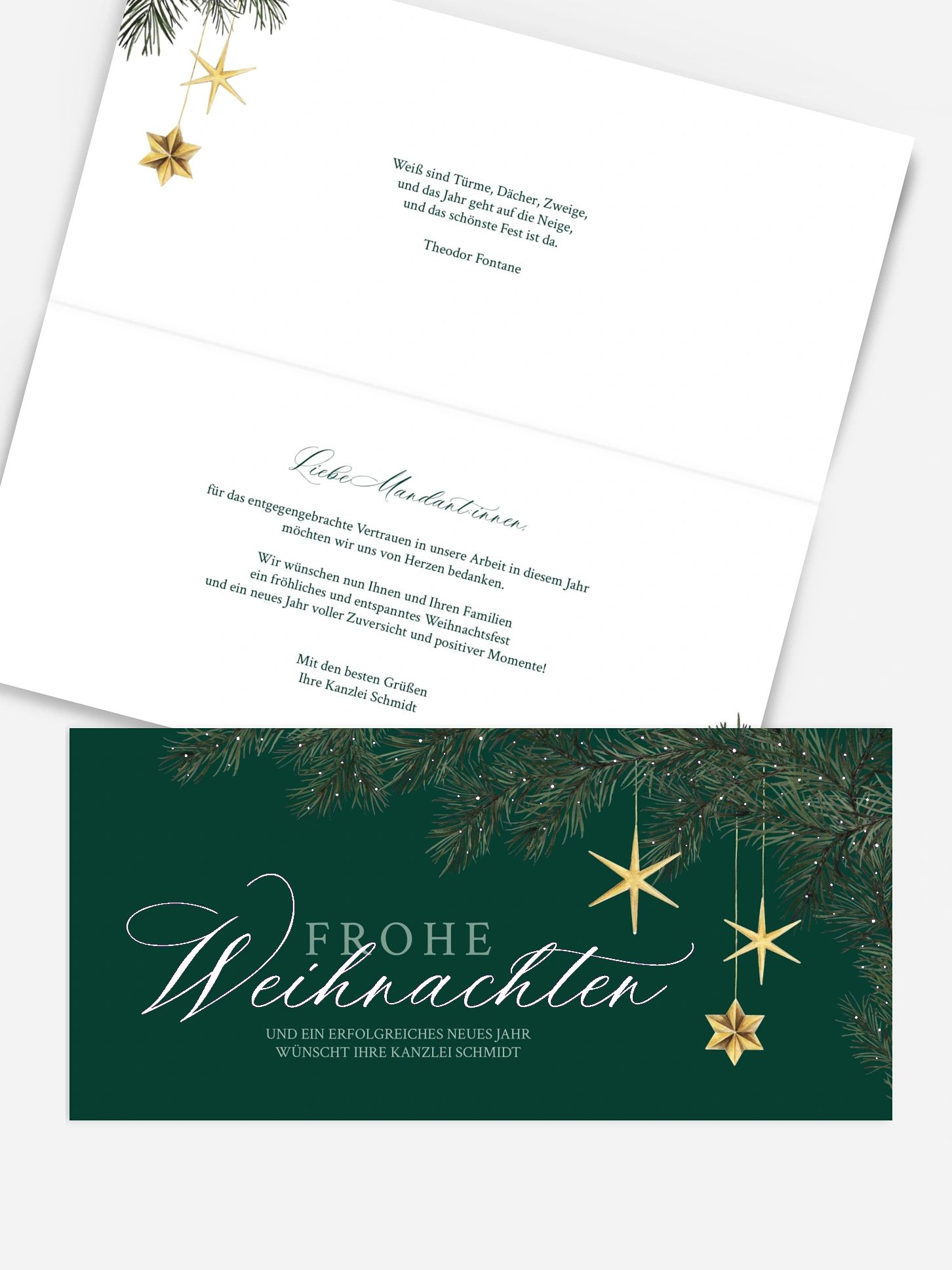 Geschäftliche Weihnachtskarte Festive Stars