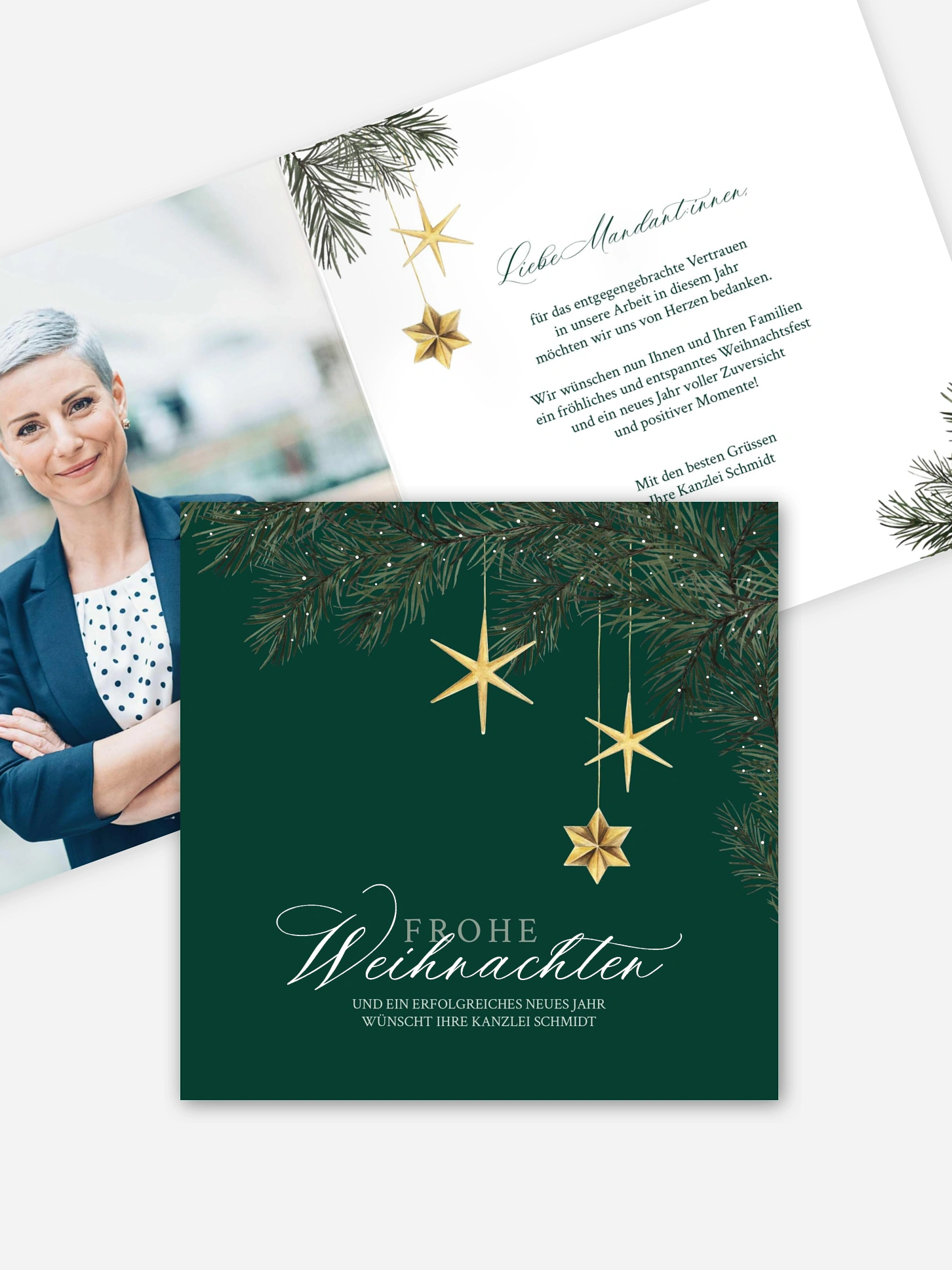 Geschäftliche Weihnachtskarte Festive Stars