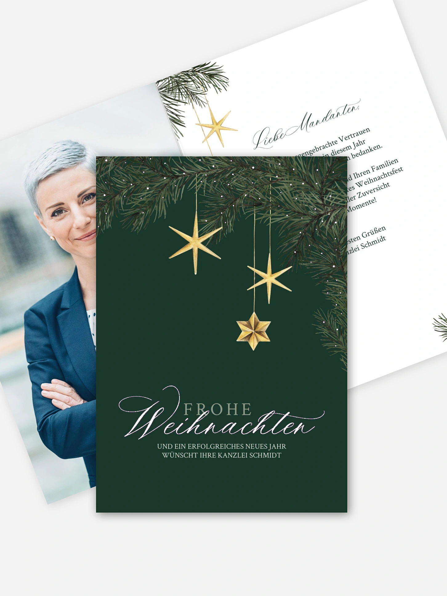 Geschäftliche Weihnachtskarte Festive Stars