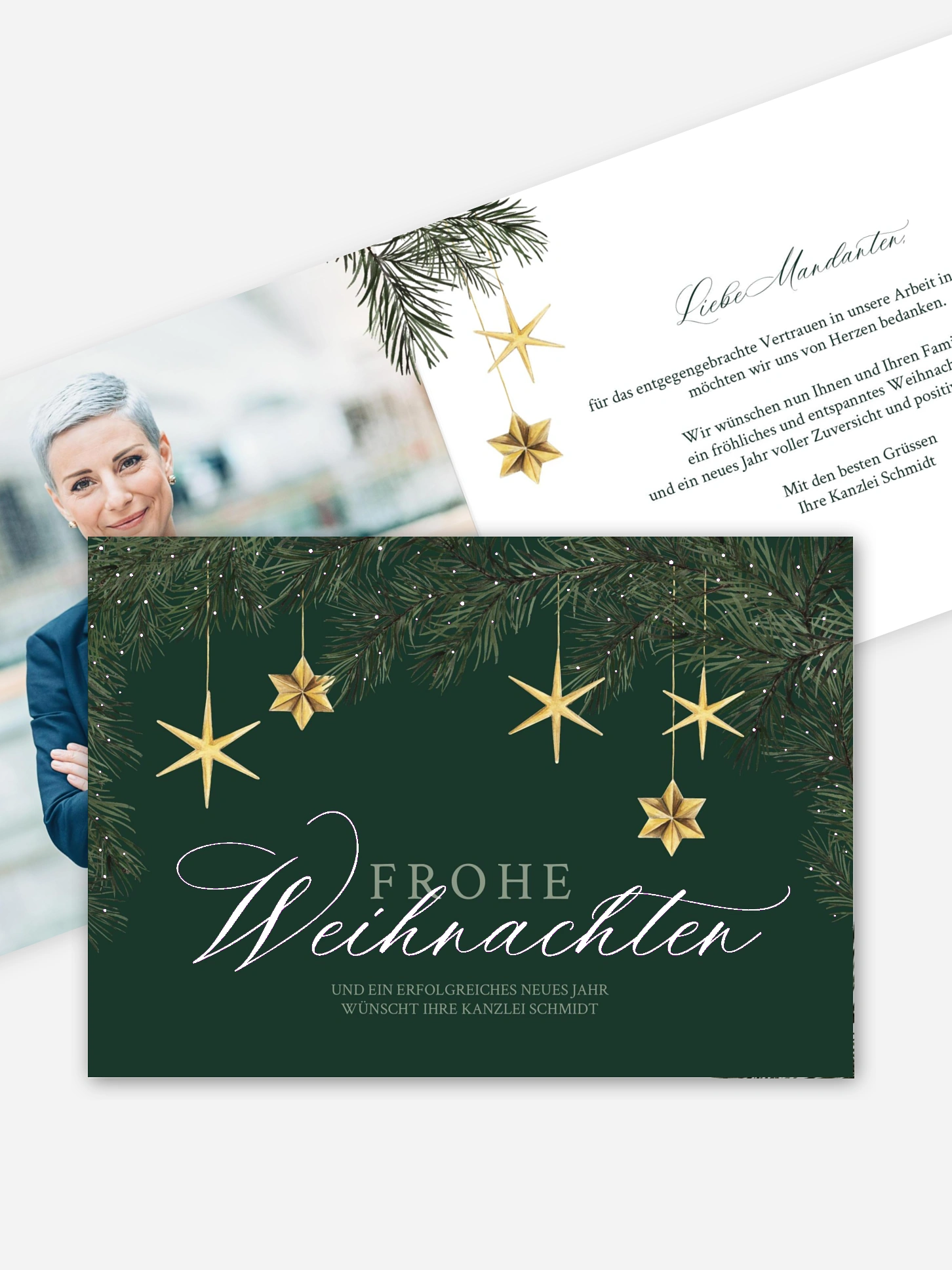 Geschäftliche Weihnachtskarte Festive Stars