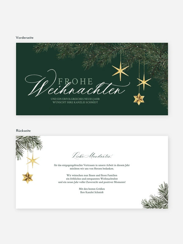 Geschäftliche Weihnachtskarte Festive Stars