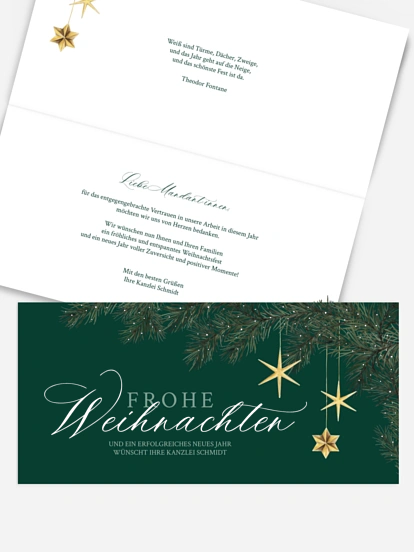 Geschäftliche Weihnachtskarte Festive Stars