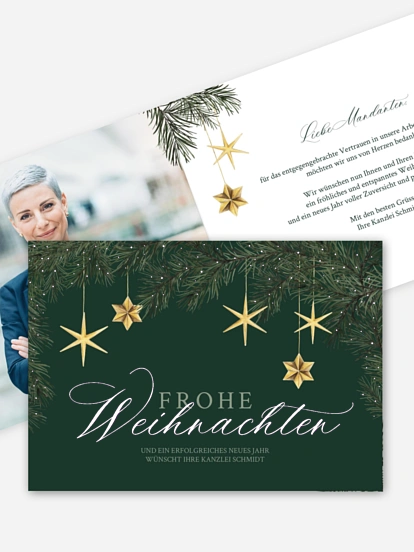 Geschäftliche Weihnachtskarte Festive Stars
