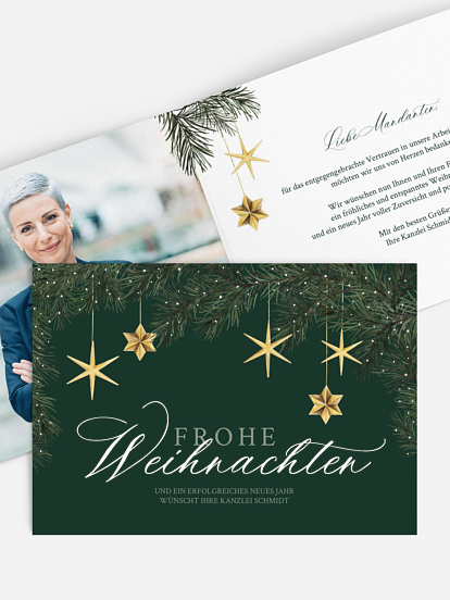 Geschäftliche Weihnachtskarte Festive Stars