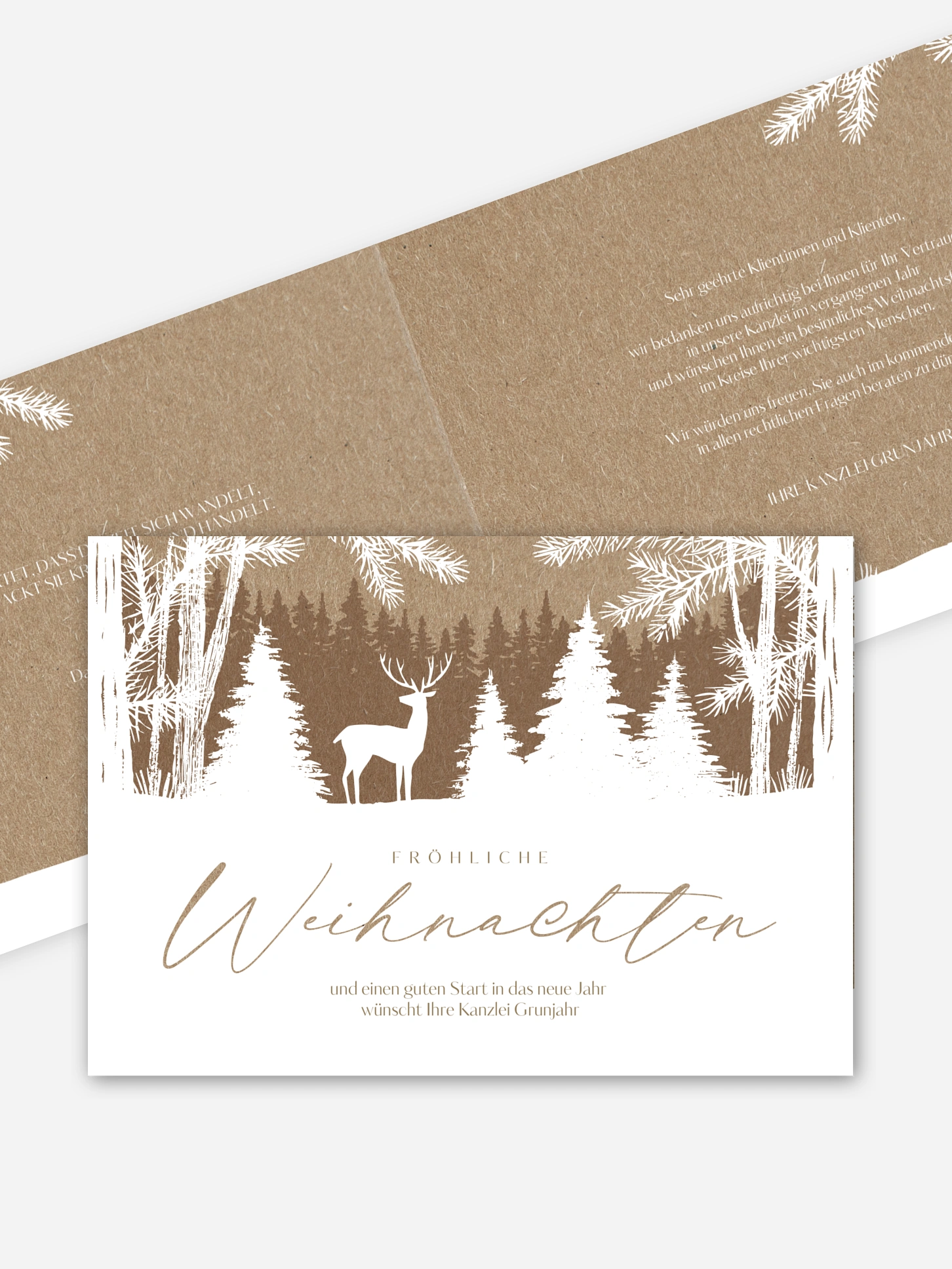 Geschäftliche Weihnachtskarte Wilder Winter Kraftpapier