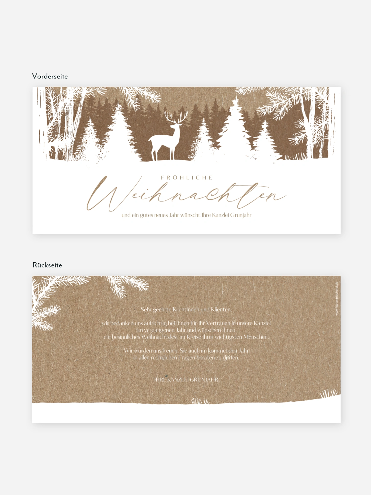 Geschäftliche Weihnachtskarte Wilder Winter Kraftpapier