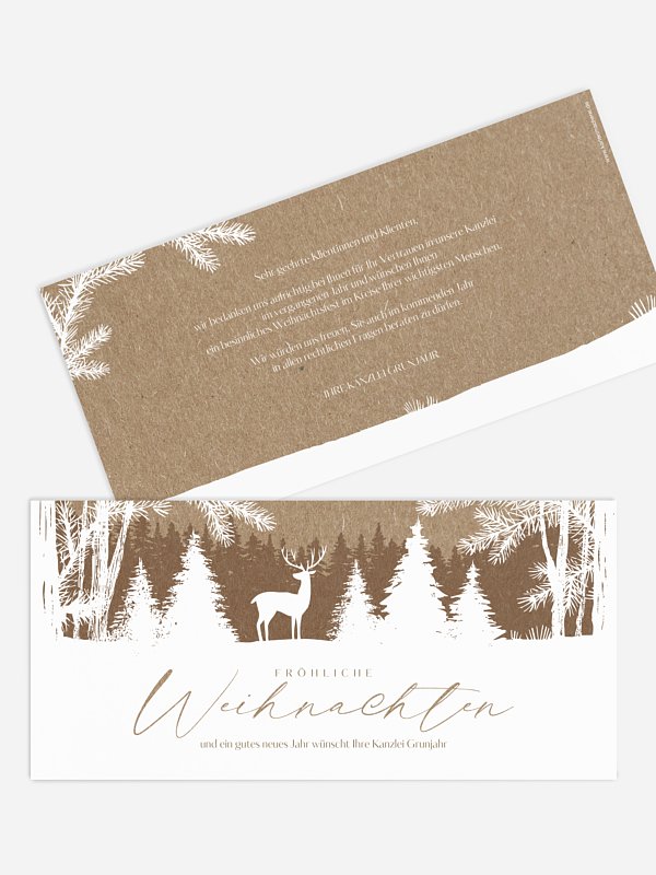 Geschäftliche Weihnachtskarte Wilder Winter Kraftpapier