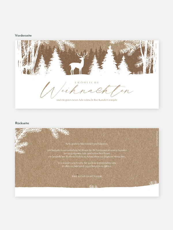Geschäftliche Weihnachtskarte Wilder Winter Kraftpapier