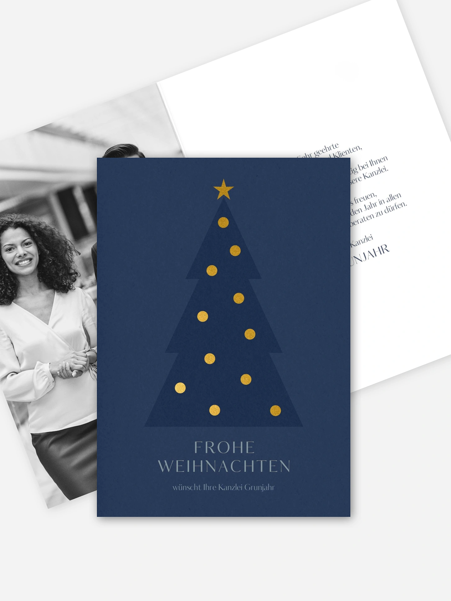 Geschäftliche Weihnachtskarte Golden Holiday (Lack)