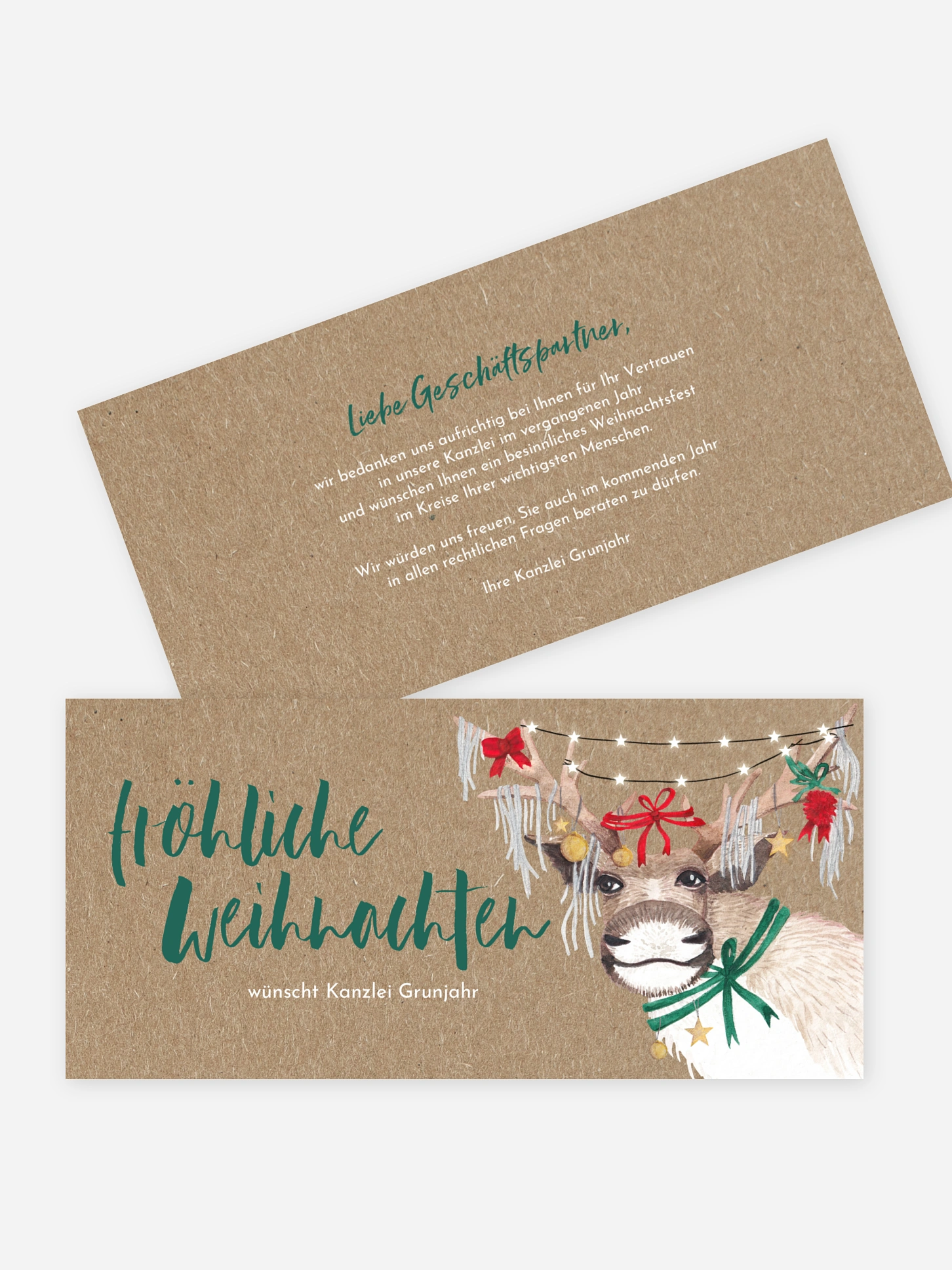 Geschäftliche Weihnachtskarte Christ-Mess Reindeer Kraftpapier