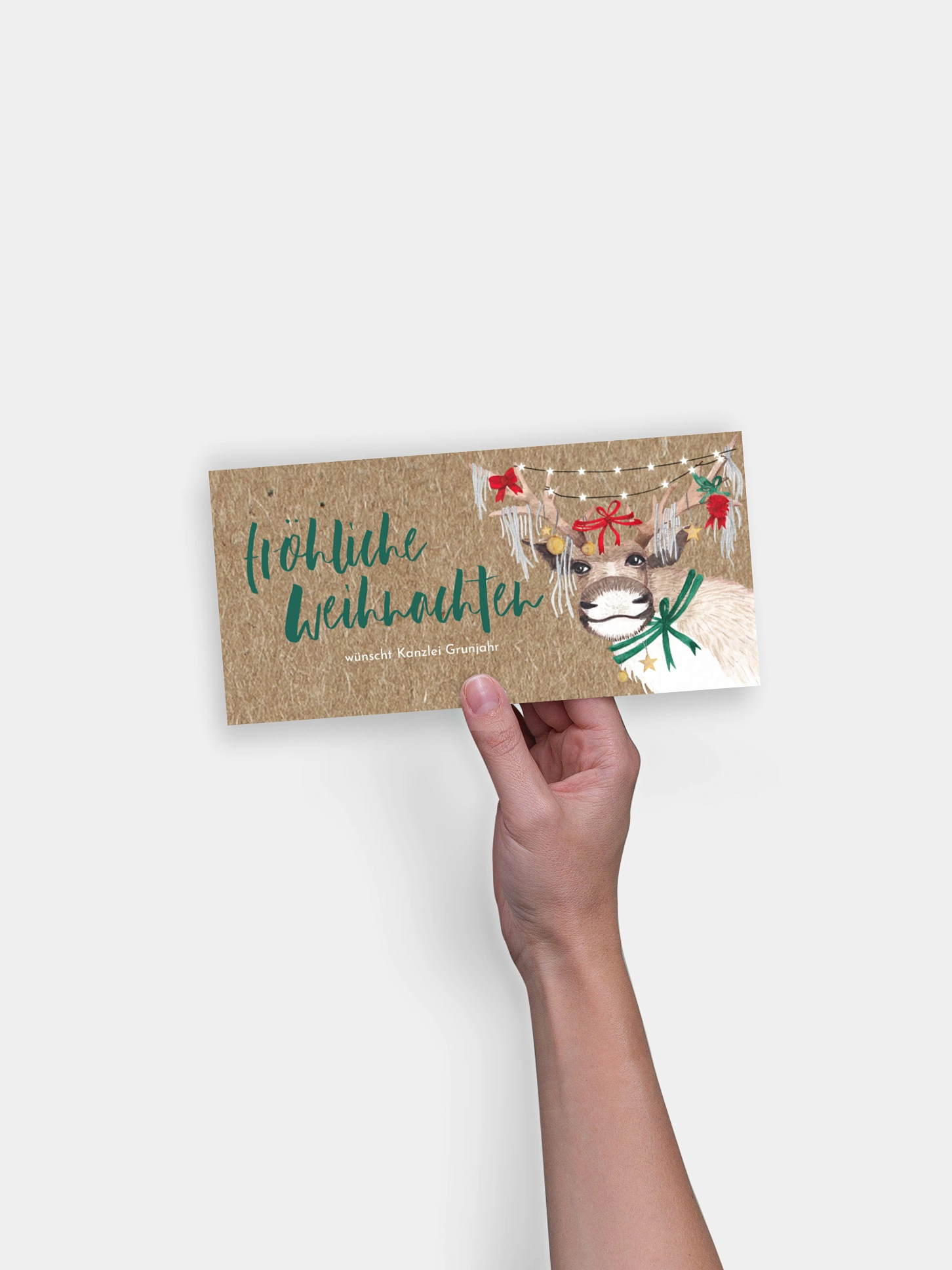 Geschäftliche Weihnachtskarte Christ-Mess Reindeer Kraftpapier