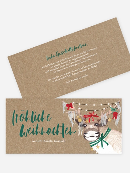 Geschäftliche Weihnachtskarte Christ-Mess Reindeer Kraftpapier
